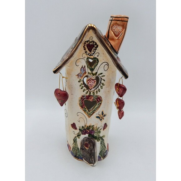 Blue Sky Clayworks Heather Goldminc Heart House Candle Luminary 2001 No Base - Picture 1 of 12